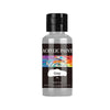 A bottle of gray acrylic paint with a black cap and label for craft projects.