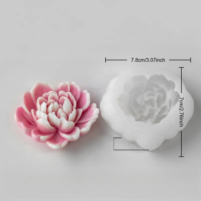 Moule à bougie en silicone floral rose et blanc, dimensions 7.8 cm