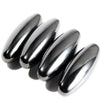 A close-up of a silver magnetic olive snake egg fidget toy with a polished, elongated shape.