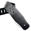 Black PU leather guitar strap with metal studs and P&P Music logo