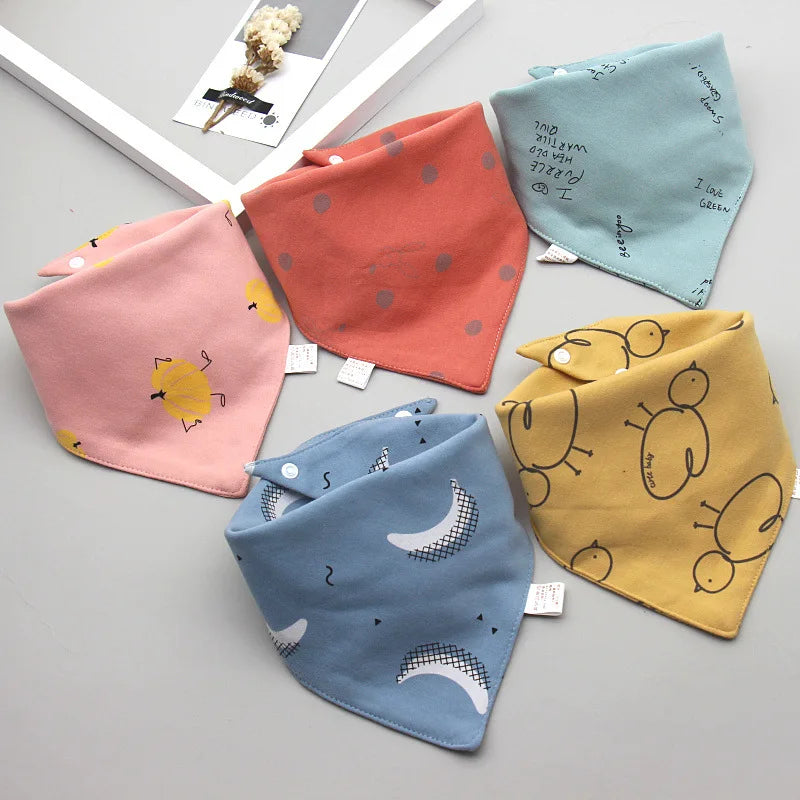 Cotton Waterproof Baby Bibs with Absorbent Bandana (5-Pack)