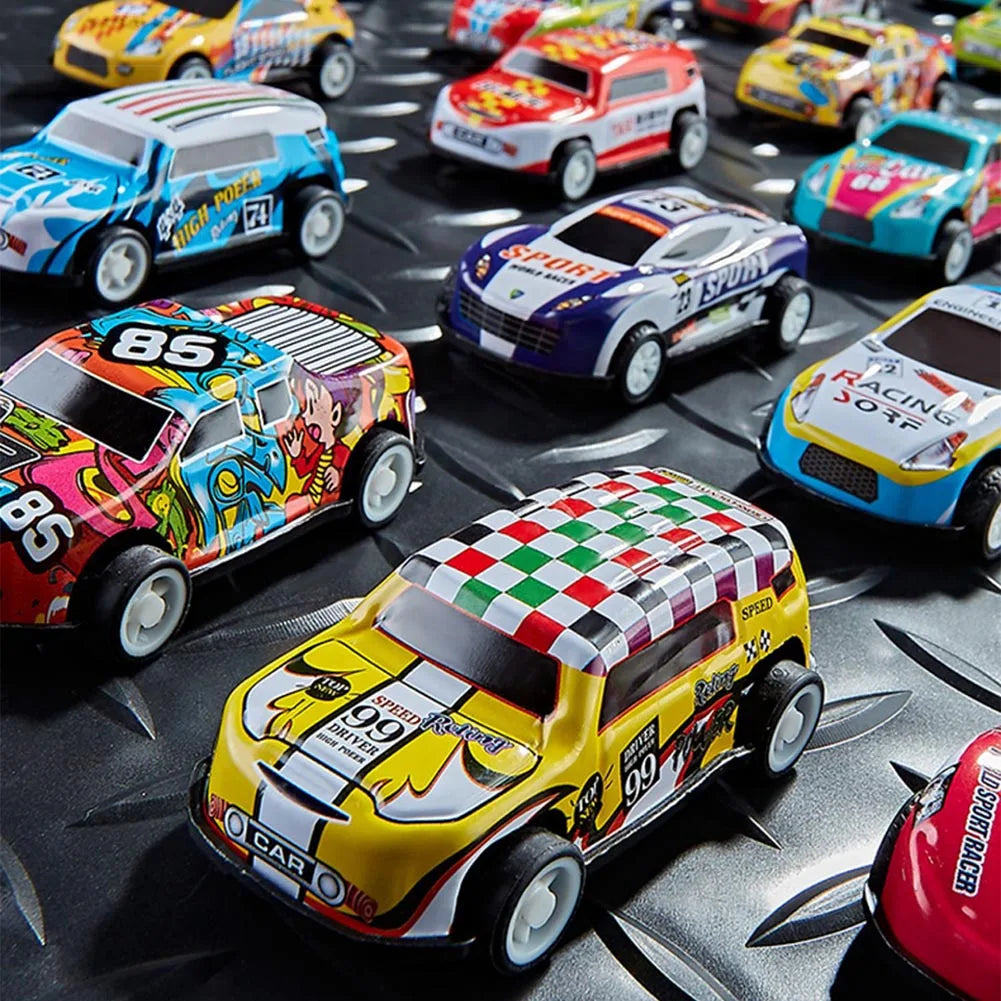 Mini Pull-Back Car Set for Kids - 20, 30, or 50 Pack with Storage Bucket