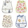 A set of cartoon pattern waterproof baby bibs for toddlers in various colors and designs.