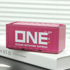 A pink industrial storage box labeled Ocean Network Express resting on a white book.