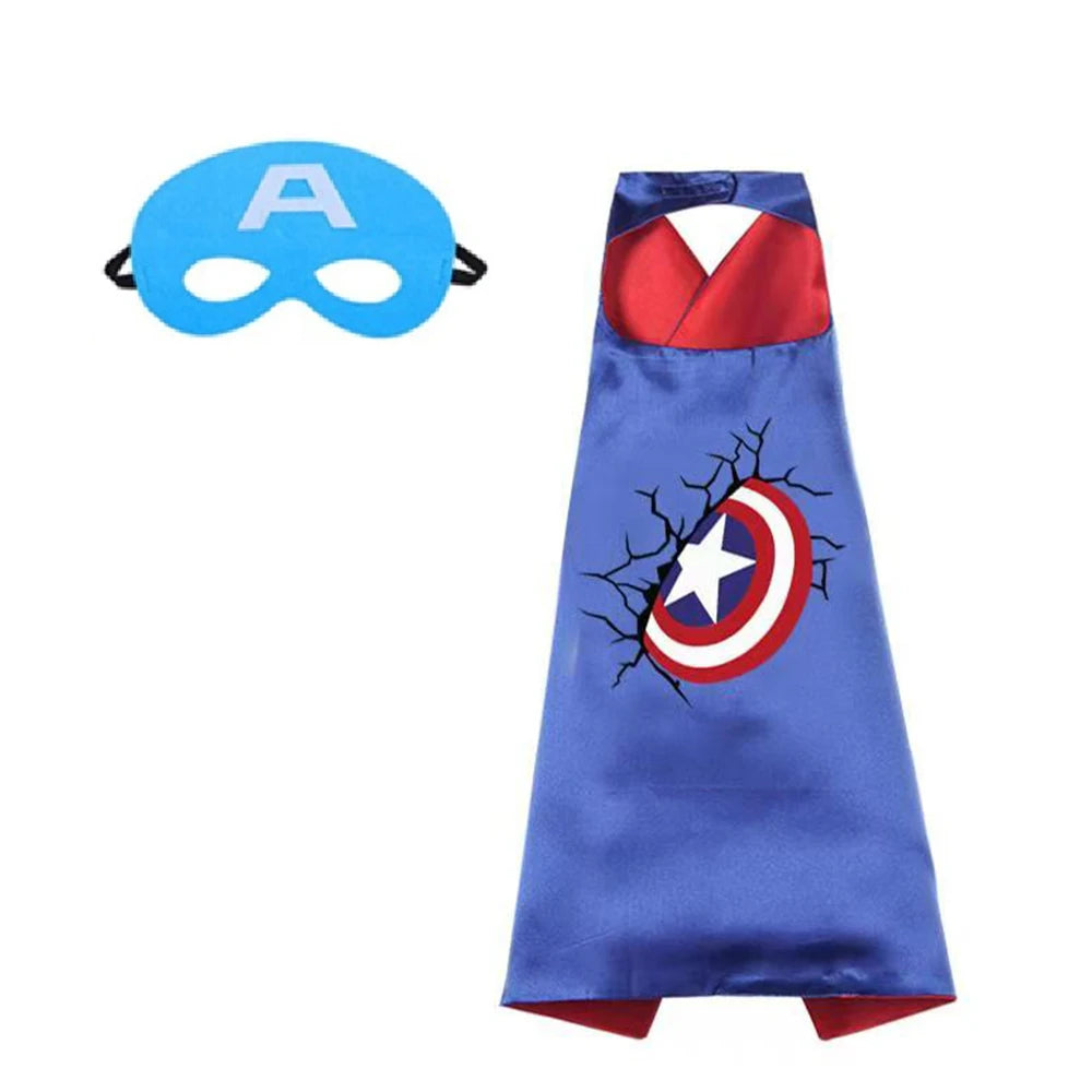 A blue superhero mask and a matching blue cape with a red star emblem