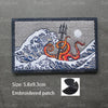 3D Embroidered Surfing Wave Patch with Octopus Design