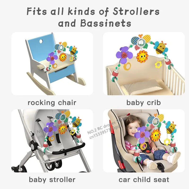 Sunflower Rainbow Baby Crib Toy with Foldable Arch