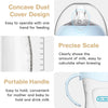 A clear baby bottle featuring a concave dust cover design, a precise scale, and a portable handle for feeding.
