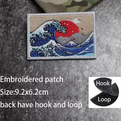 3D Embroidered Surfing Wave Patch with Octopus Design