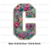 Floral letter G iron-on patch embroidery for DIY clothing and accessories