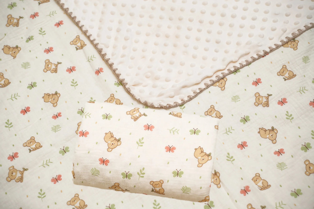 Baby Bear Print Cotton Gauze Swaddle Blanket