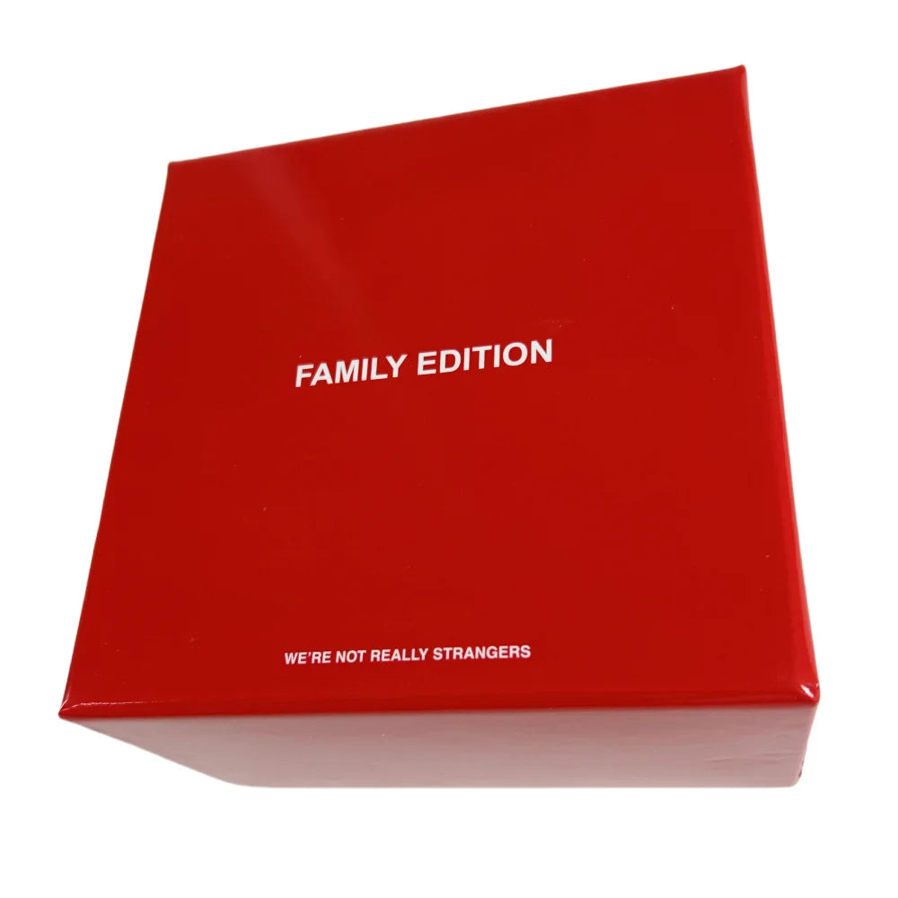 A red box for the We're Not Really Strangers interactive conversation card game.