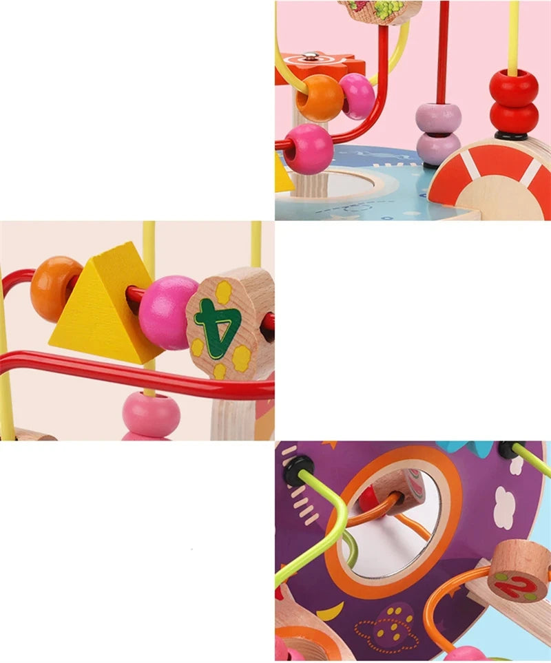 Wooden Bead Maze Roller Coaster Toy for Toddlers