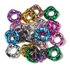 Assortment of candy colored acrylic spacer beads in various shades of purple, pink, and green.