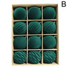 Set of 12 Velvet Flocked Christmas Tree Ornaments in Green