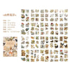 A sheet of vintage PET stickers featuring floral and nature elements for journaling and scrapbooking
