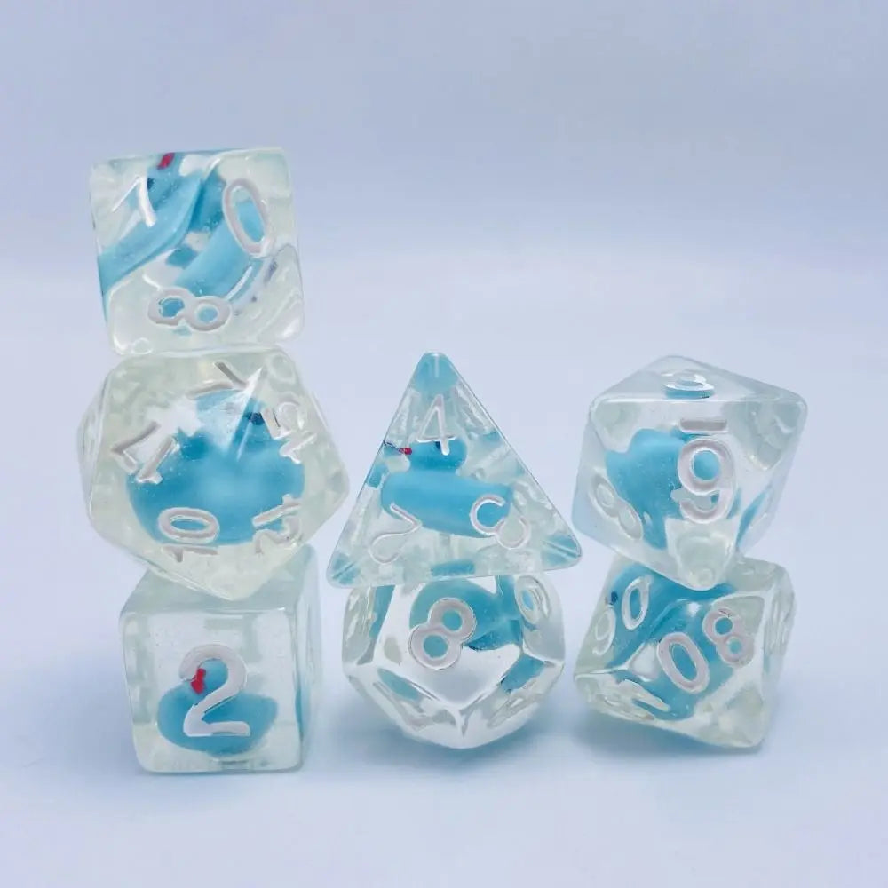 Acrylic Polyhedral Dice Set with Animal Duck Fillers