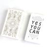 A set of six hand-illustrated oracle cards titled Inquire Within featuring intricate line art designs.