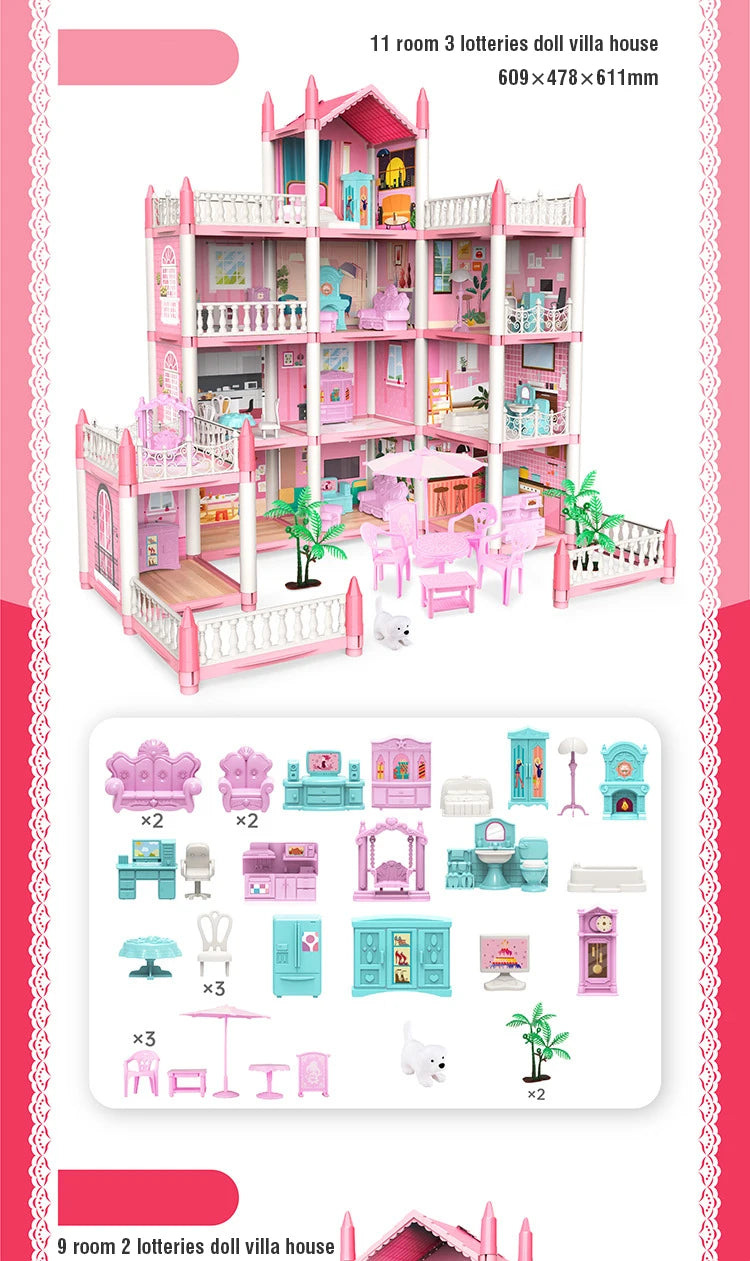 Dream Villa Dollhouse Playset with Furniture for Kids