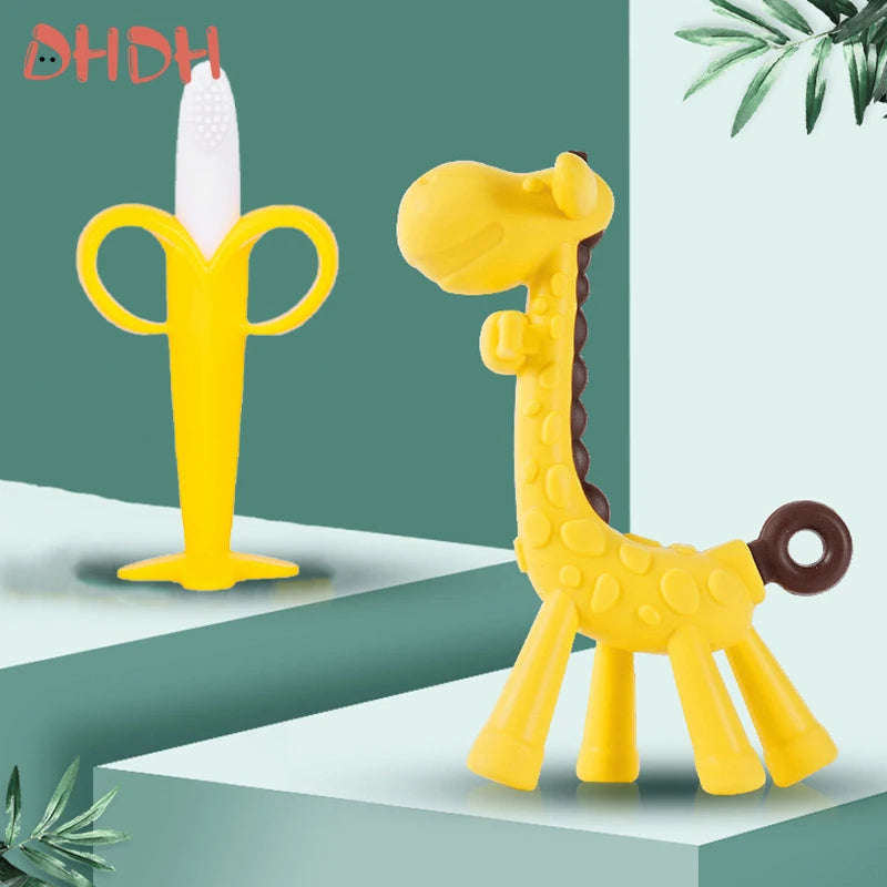 Baby Silicone Teething Brush – Banana Shape Soothing Toothbrush