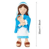 A plush doll set depicting Jesus and the Virgin Mary, dressed in blue and white robes.