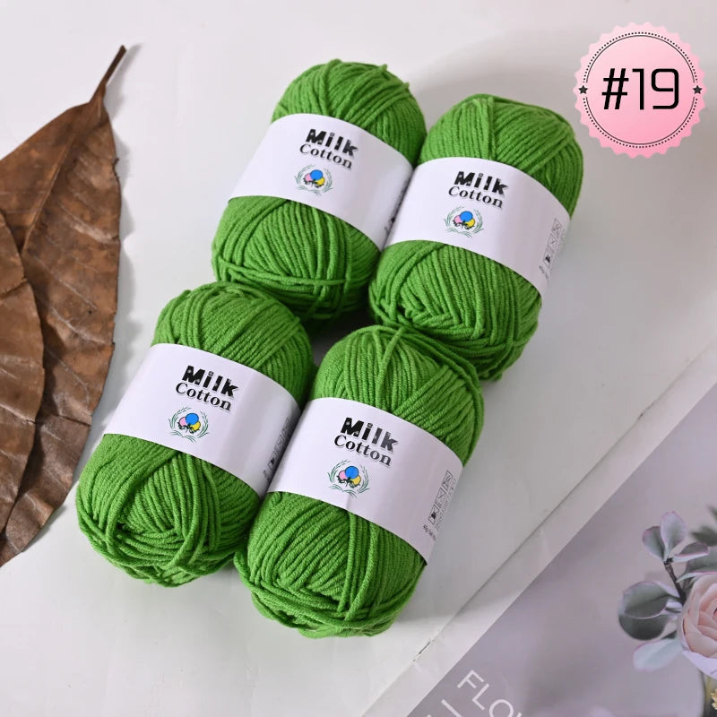 Soft Milk Cotton Yarn Value Pack - 4 Balls for Knitting & Crochet