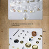 A collection of small metal parts and components used to create a texture for a steampunk puzzle assembly kit