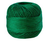A ball of dark green 100% cotton crochet thread used for tatting and embroidery.
