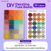 A box of 9600-piece fuse beads featuring 24 colors arranged in a grid for DIY craft projects.