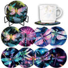 DIY Diamond Painting Coaster Kit with Holder – 8 Floral Resin Coasters
