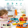 A collection of colorful 1:36 scale toy cars shaped like burgers, featuring lights and sound effects.