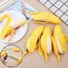 Yellow fruit squishy stress relief fidget toy with a white inner core shown in various forms
