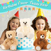 A birthday favor featuring a classic 14 inch plush teddy bear in various shades of brown and cream.