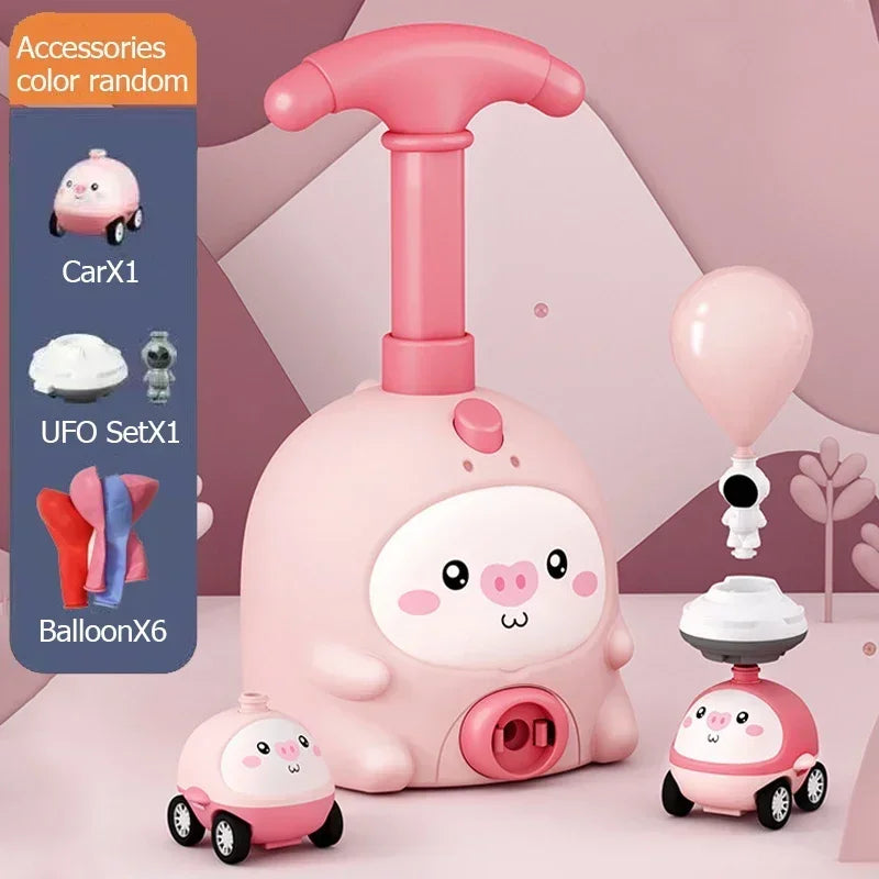 Balloon-Powered Car Science Toy with Launcher Tower