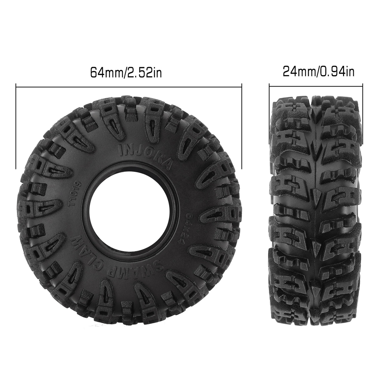 Swamp Claw 1.0" RC Crawler Tires (64mm) for 1/18 & 1/24 Scale Trucks