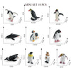 A set of ten realistic mini ocean animal figurines including a whale, shark, dolphin, turtle, and penguin.