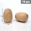 Ten natural wooden rainbow building blocks shown with dimensions 3.2cm by 2.3cm.