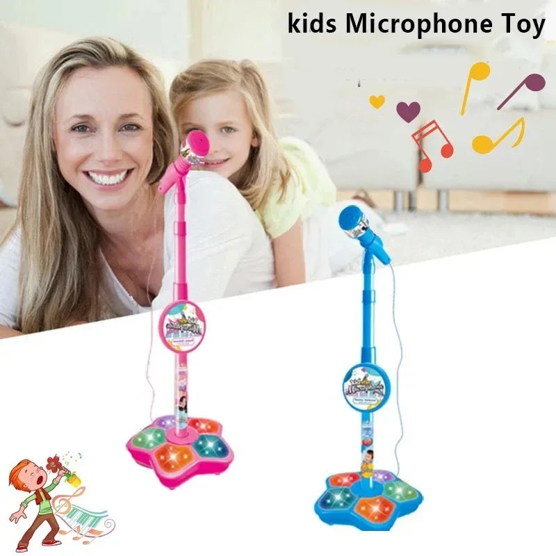 Kids Karaoke Microphone Stand Set with Party Lights