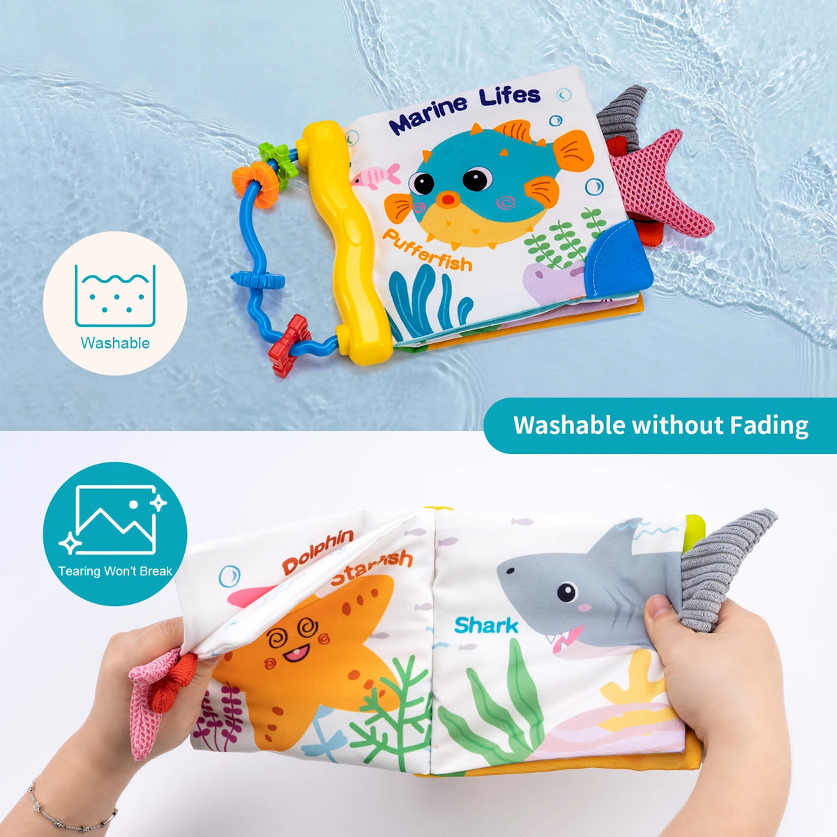 Soft Baby Cloth Book with 3D Animal Tails