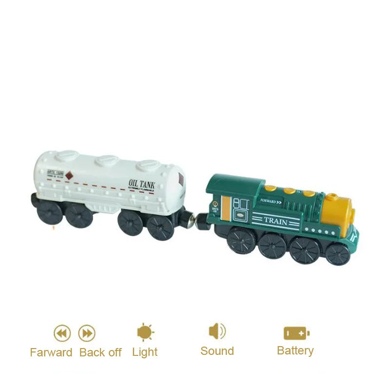 Wooden Train Set with Racing Track for Kids
