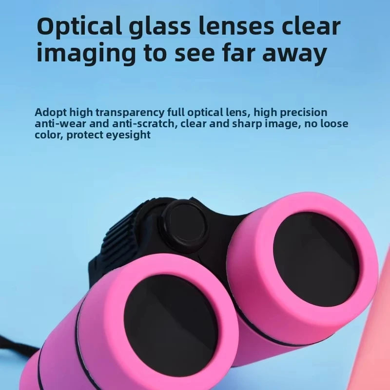 Pink optical glass lenses binoculars used for clear imaging and seeing far away