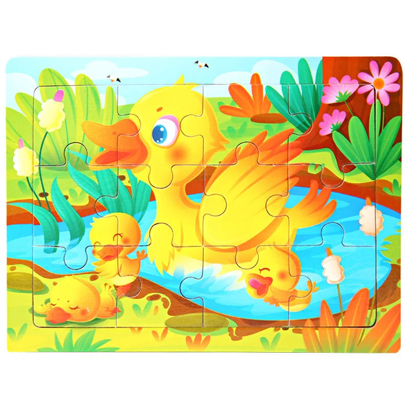 Wooden Animal Jigsaw Puzzles for Toddlers (Set of 12)