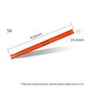A pair of orange 5A nylon drumsticks shown with measurements and a scale.
