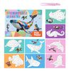 A colorful sticker puzzle book featuring various ocean animals like a dolphin, sea turtle, and shark.