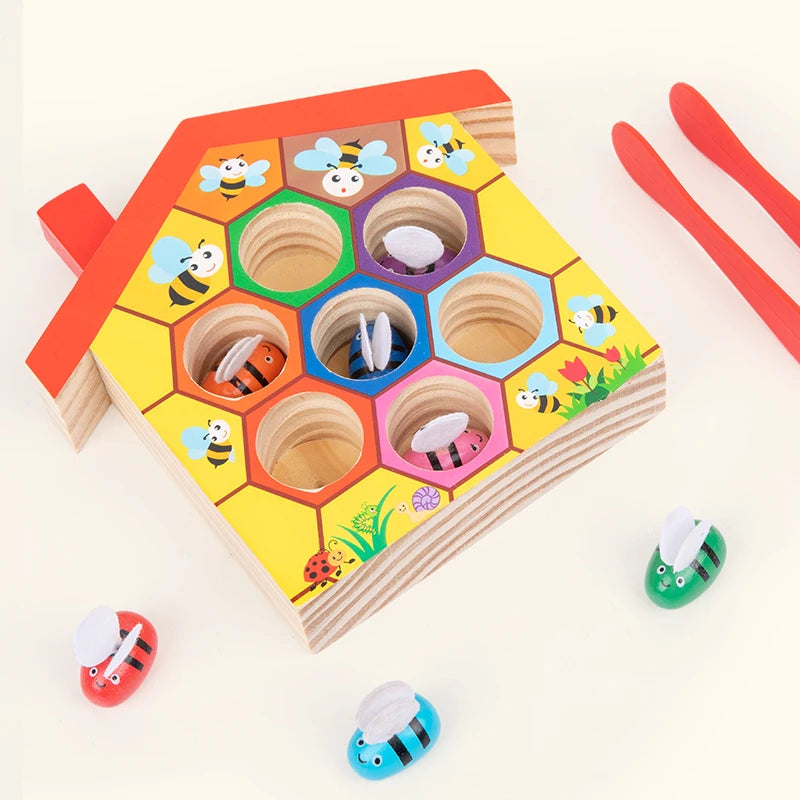 Wooden Bee Sorting & Matching Game for Toddlers