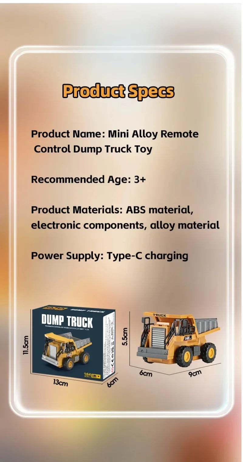 1:64 Scale Remote Control Engineering Vehicle with Lights and Sounds