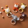 Handcrafted Wooden Crochet Animal Rattle for Babies