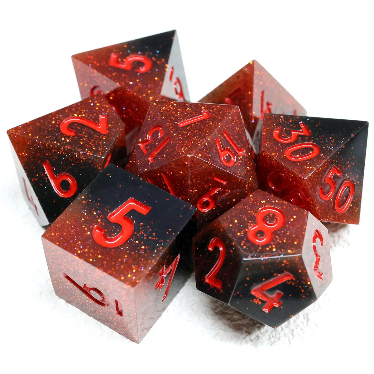 Handmade Resin Polyhedral Dice Set with Sharp Edges