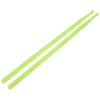A pair of neon green glow-in-the-dark nylon drumsticks shown diagonally.