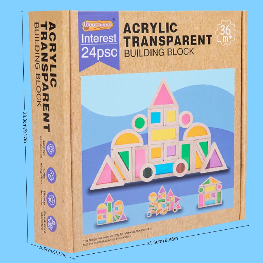 Rainbow Wooden & Acrylic Building Blocks for Creative Play